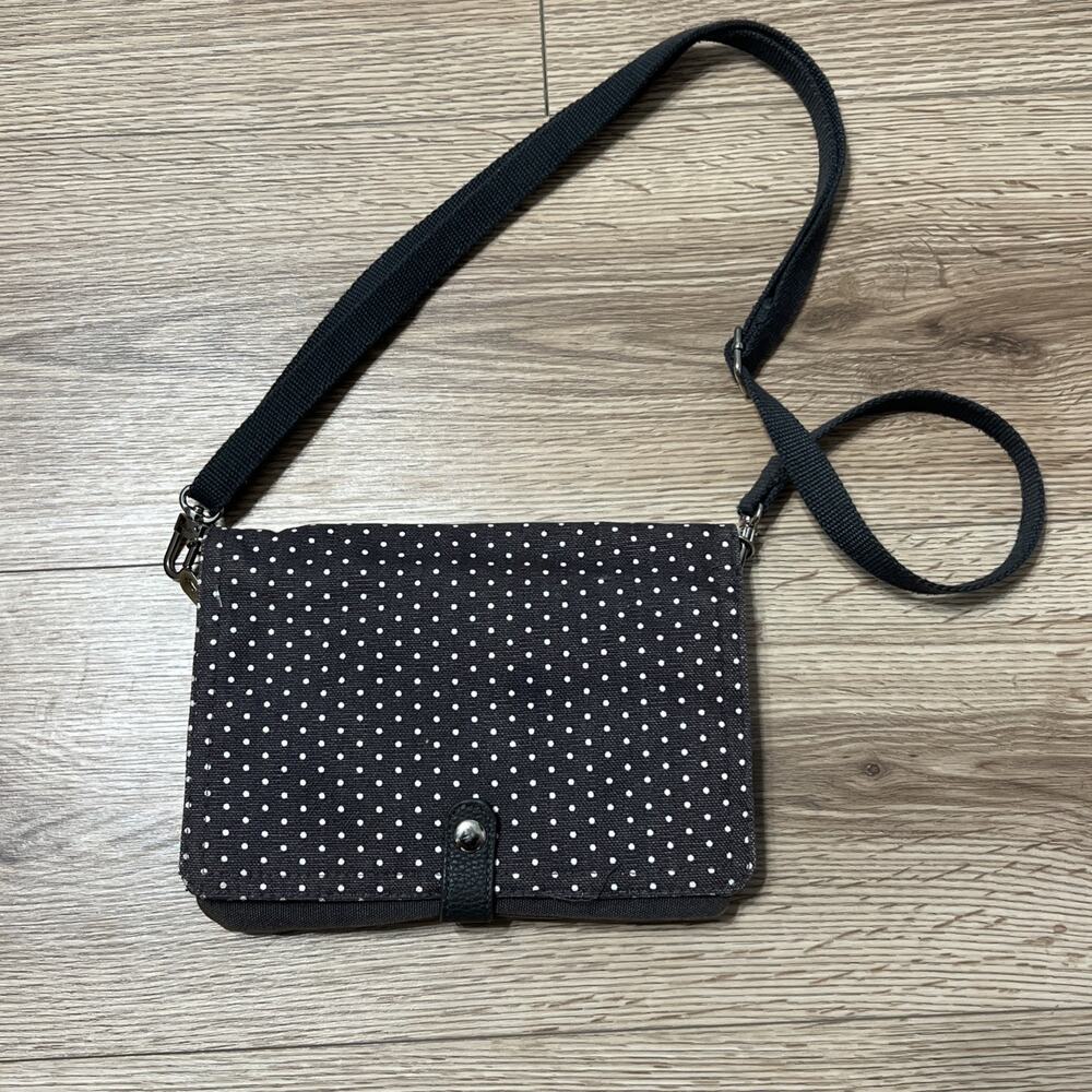 Thirty-One Grey White Polka Dot Crossbody Purse Shoulder Bag (A22)